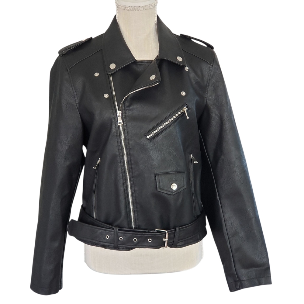 Black Moto Jacket women's Size XL